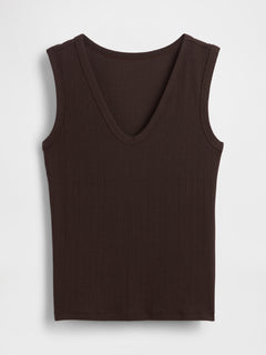 Variegated Rib Tank Top - Terra brown