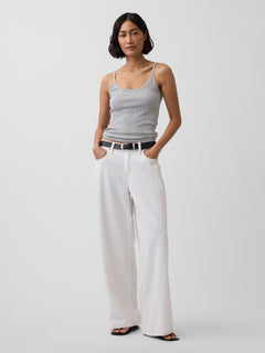 Pointelle Crop Cami - Heather grey