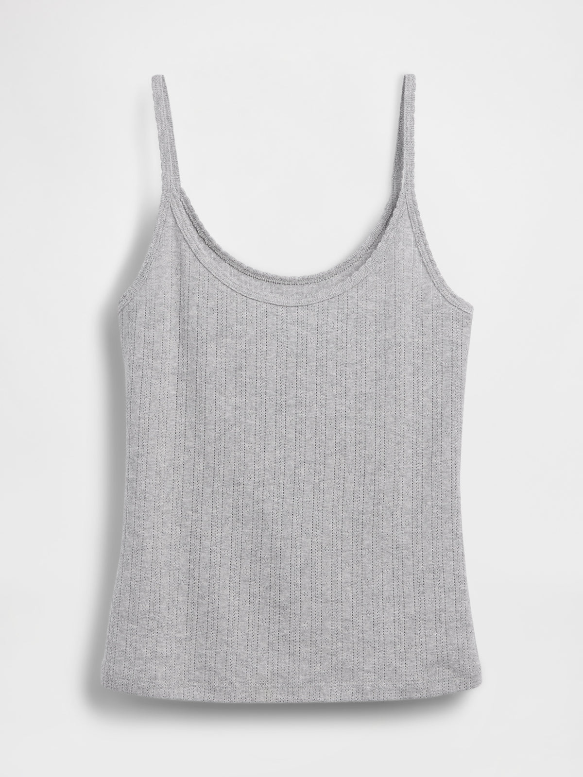 Pointelle Crop Cami - Heather grey