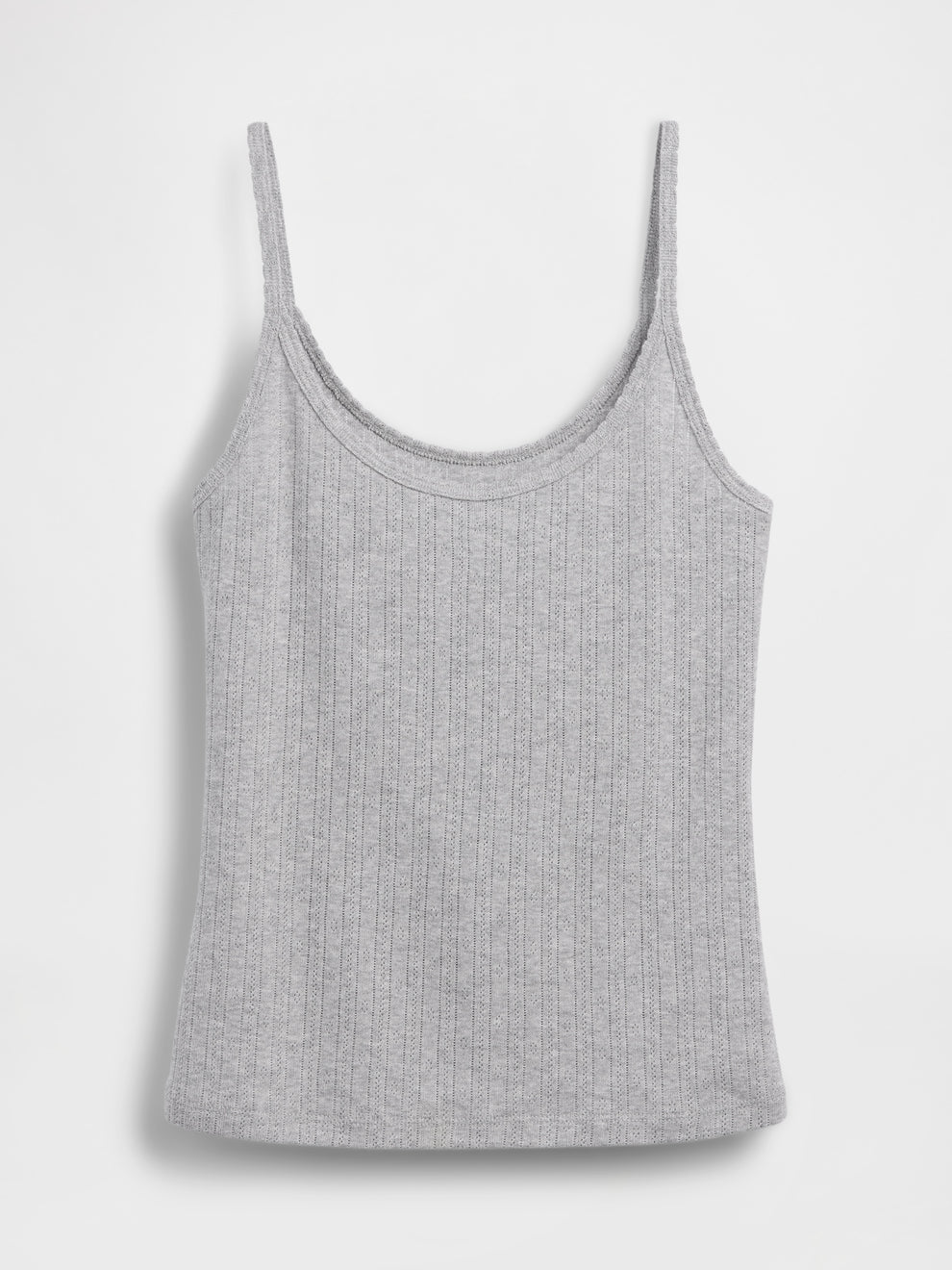 Pointelle Crop Cami - Heather grey