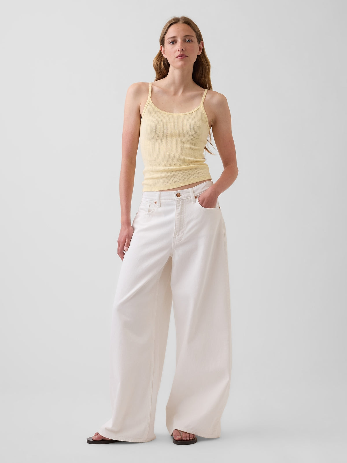 Pointelle Crop Cami - Maize yellow