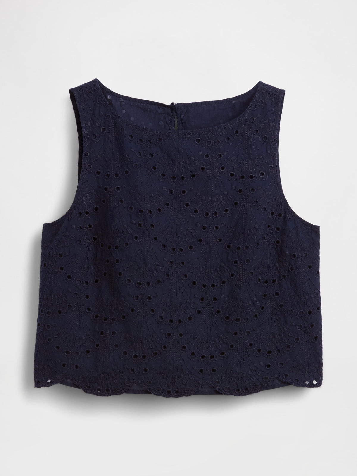 Eyelet Crop Shell Tank Top - Navy blue uniform