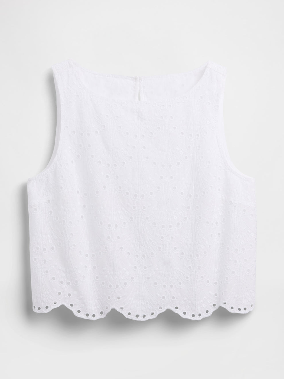 Eyelet Crop Shell Tank Top - Fresh white