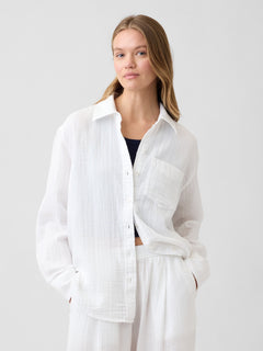 Oversized Shirt in Gauze - Fresh white