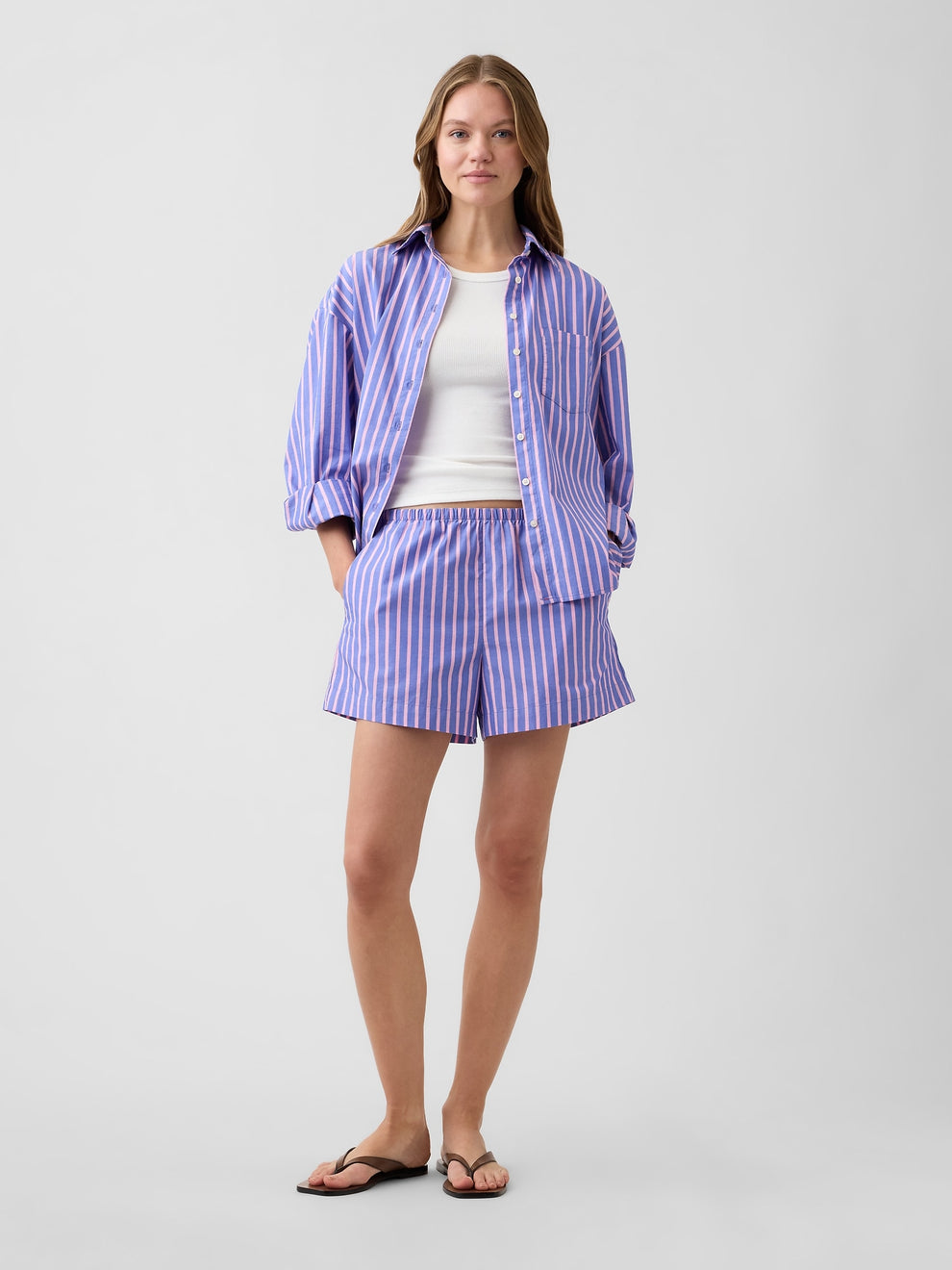 Relaxed Pull-On Poplin Shorts - Dazzling blue