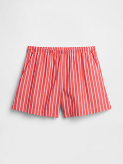 Relaxed Pull-On Poplin Shorts - Hot red