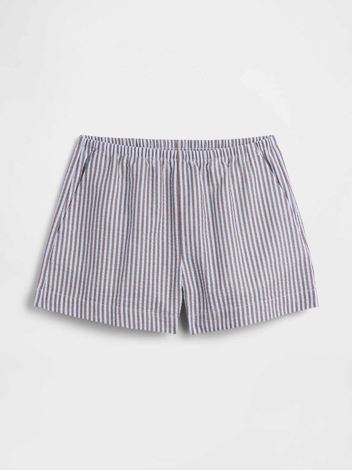 4" Relaxed Pull-On Seersucker Shorts - Chocolate bar stripe
