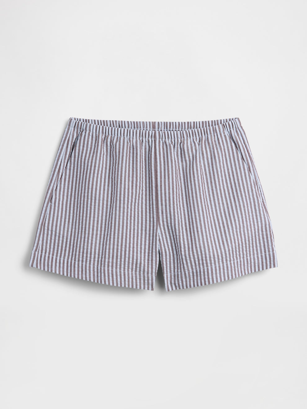 4" Relaxed Pull-On Seersucker Shorts - Chocolate bar stripe