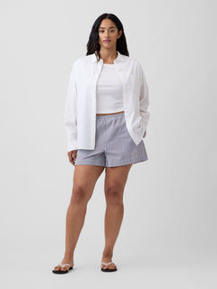 4" Relaxed Pull-On Seersucker Shorts - Chocolate bar stripe