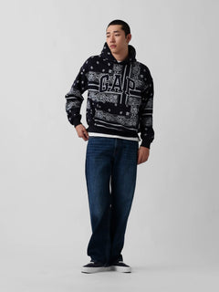 Adult VintageSoft Bandana Oversized Logo Hoodie in Navy Bandana — alternate full-length view