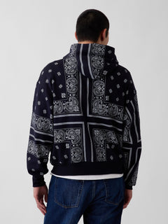 Adult VintageSoft Bandana Oversized Logo Hoodie in Navy Bandana — back view