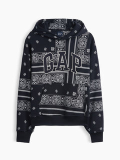 Adult VintageSoft Bandana Oversized Logo Hoodie in Navy Bandana — flat front view
