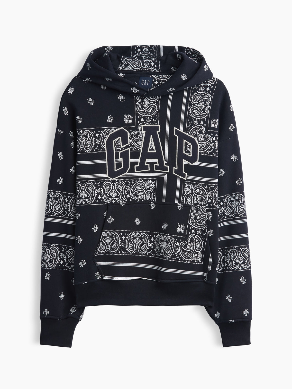 Adult VintageSoft Bandana Oversized Logo Hoodie in Navy Bandana — flat front view
