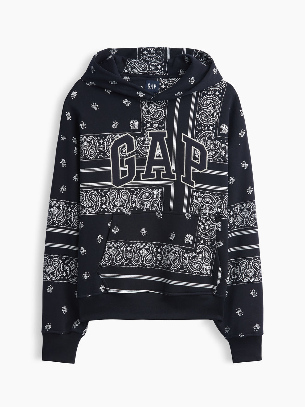 Adult VintageSoft Bandana Oversized Logo Hoodie in Navy Bandana — flat front view