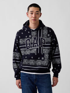 Adult VintageSoft Bandana Oversized Logo Hoodie in Navy Bandana — front view